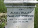 
Lavinia, wife of Alfred W.C. HENDERSON,
accidentally drowned with her two daughters
13 Dec 1913 aged 45 years;
Jessie, aged 18 years;
Elsie, aged 17 years;
Alfred William Compigne HENDERSON,
died 7 Dec 1937 aged 78 years;
Mundoolun Anglican cemetery, Beaudesert Shire
