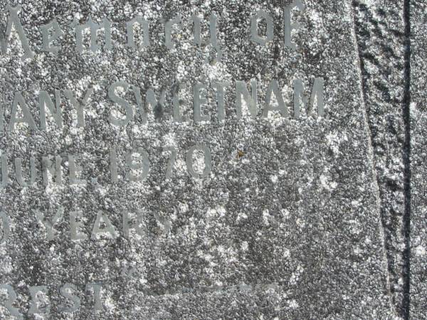 Richard Epiphany SWEETNAM,  | died 28 June 1970 aged 80 years;  | Murwillumbah Catholic Cemetery, New South Wales  | 