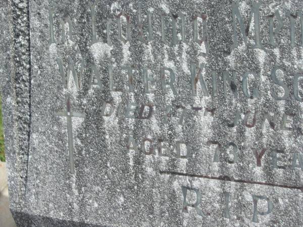 Walter King SOLWAY,  | died 17 June 1968 aged 73 years;  | Murwillumbah Catholic Cemetery, New South Wales  | 