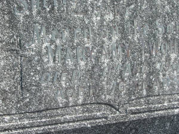 Mary Amy TWOHILL,  | died 20 Aug 1966 aged 76 years;  | Murwillumbah Catholic Cemetery, New South Wales  | 