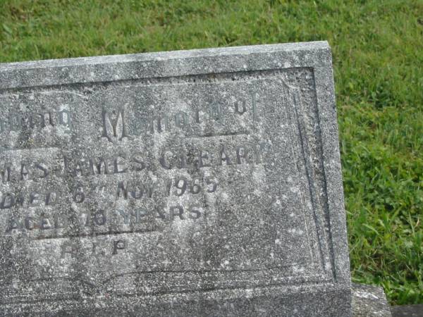 Thomas James CLEARY,  | died 6 Nov 1985 aged 70 years;  | Murwillumbah Catholic Cemetery, New South Wales  | 