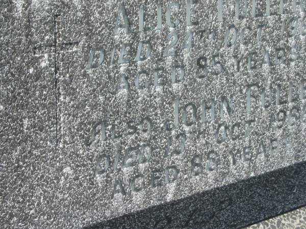 Alice FULLER,  | died 24 Oct 1965 aged 85 years;  | John FULLER,  | died 12 Oct 1968 aged 88 years;  | Murwillumbah Catholic Cemetery, New South Wales  | 