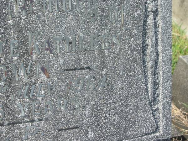 Marguerite Kathleen BROWN,  | died 27 July 1964 aged 56 years;  | Murwillumbah Catholic Cemetery, New South Wales  | 
