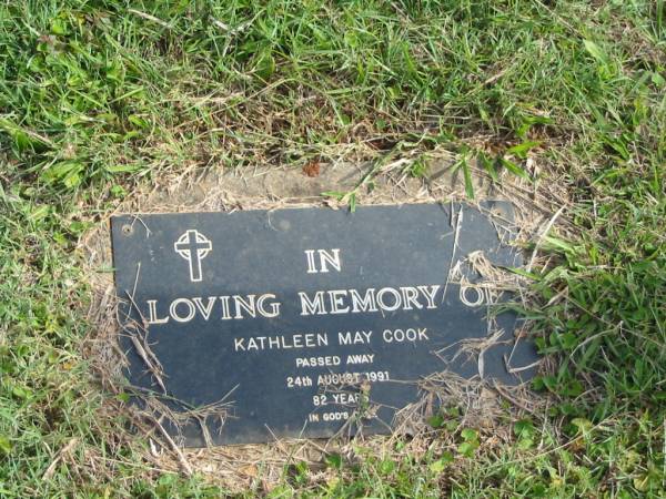 Kathleen May COOK,  | died 24 Aug 1991 aged 82 years;  | Murwillumbah Catholic Cemetery, New South Wales  | 