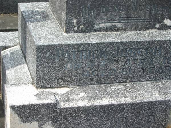 Patrick Joseph MAYE,  | husband,  | died 4 April 1964 aged 61 years;  | Murwillumbah Catholic Cemetery, New South Wales  | 