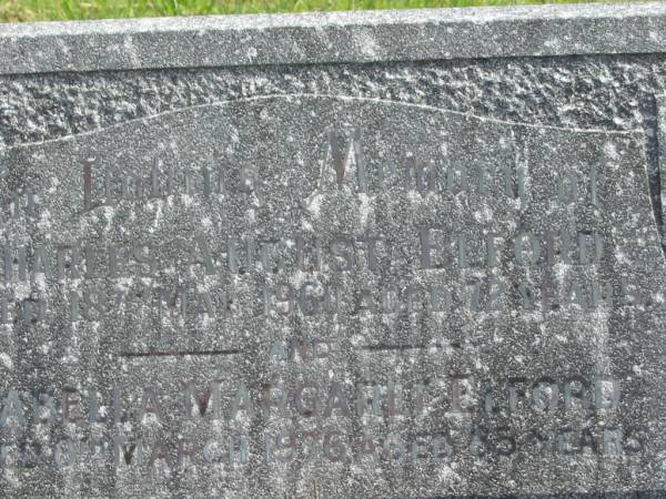 Charles August ELFORD,  | died 18 May 1960 aged 72 years;  | Isabella Margaret ELFORD,  | died 6 March 1976 aged 85 years;  | Murwillumbah Catholic Cemetery, New South Wales  | 