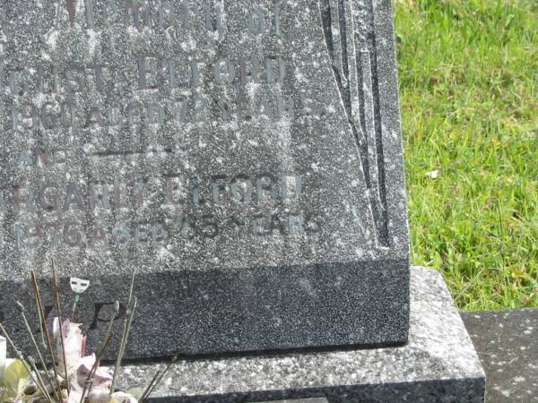 Charles August ELFORD,  | died 18 May 1960 aged 72 years;  | Isabella Margaret ELFORD,  | died 6 March 1976 aged 85 years;  | Murwillumbah Catholic Cemetery, New South Wales  | 