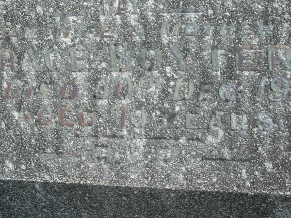 Grace BOYTER,  | wife mother,  | died 30 Dec 1960 aged 70 years;  | Murwillumbah Catholic Cemetery, New South Wales  | 