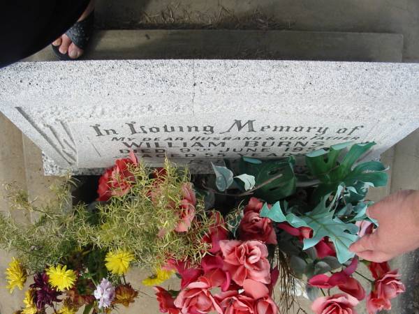 William BURNS,  | husband father,  | died 9 June 1959 aged 55 years;  | Murwillumbah Catholic Cemetery, New South Wales  | 