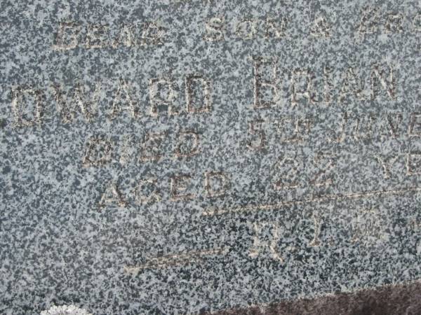 Edward Brian PRITCHARD,  | son brother,  | died 5 June 1959 aged 22 years;  | Murwillumbah Catholic Cemetery, New South Wales  | 
