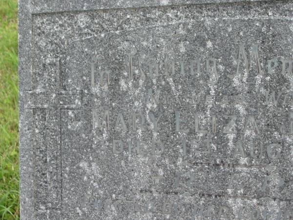 Mary Eliza JOHNSON,  | wife,  | died 1 Aug 1956,  | erected by husband;  | Murwillumbah Catholic Cemetery, New South Wales  | 