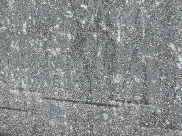 William HARDY,  | brother,  | died 28 June 1956 aged 89 years;  | Murwillumbah Catholic Cemetery, New South Wales  | 