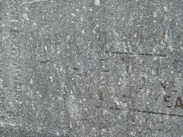 Alice May PARKER,  | died 22 June 1963 aged 87 years;  | Murwillumbah Catholic Cemetery, New South Wales  | 