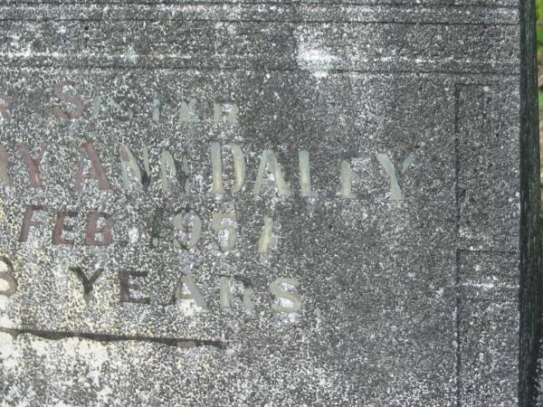 Ellenor Mary Ann DALEY,  | sister,  | died 28 Feb 1954 aged 58 years;  | Murwillumbah Catholic Cemetery, New South Wales  | 