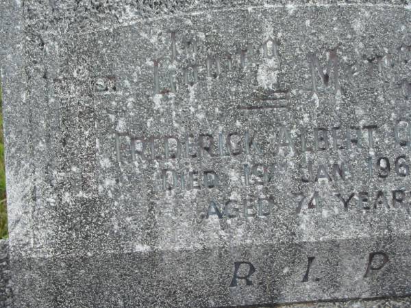 Frederick Albert QUIGAN,  | died 19 Jan 1968 aged 74 years;  | Murwillumbah Catholic Cemetery, New South Wales  | 