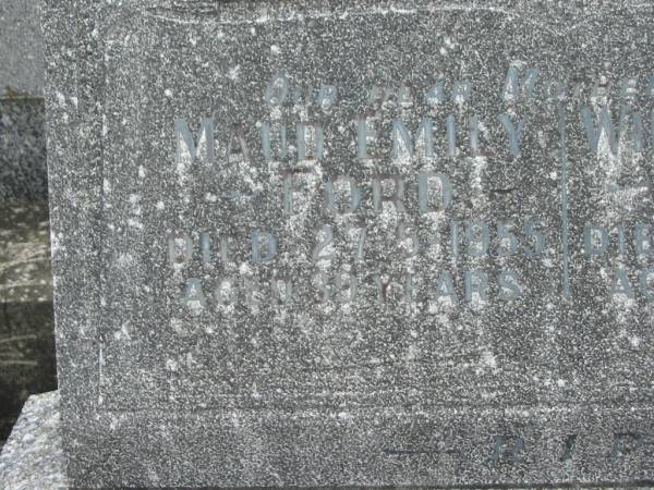 Maud Emily FORD,  | mother,  | died 27-5-1955 aged 39 years;  | William Patrick FORD,  | father,  | died 9-10-1959 aged 48 years;  | Murwillumbah Catholic Cemetery, New South Wales  | 