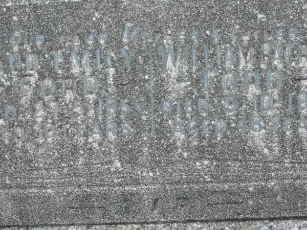 Maud Emily FORD,  | mother,  | died 27-5-1955 aged 39 years;  | William Patrick FORD,  | father,  | died 9-10-1959 aged 48 years;  | Murwillumbah Catholic Cemetery, New South Wales  | 