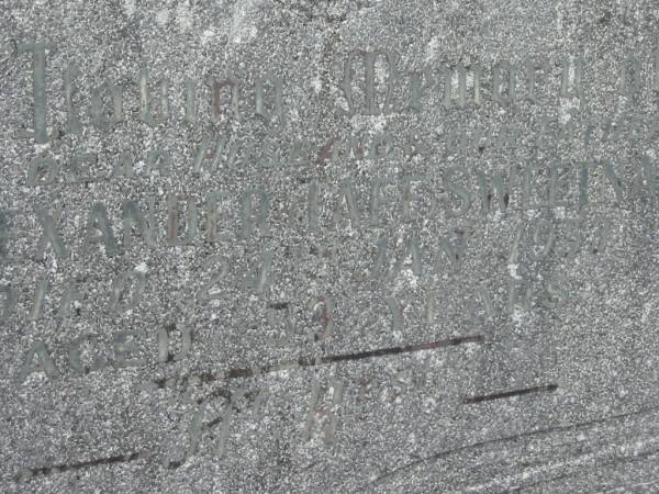 Alexander (Taff) SWEETNAM,  | husband father,  | died 24 Jan 1953 aged 53 years;  | Murwillumbah Catholic Cemetery, New South Wales  | 