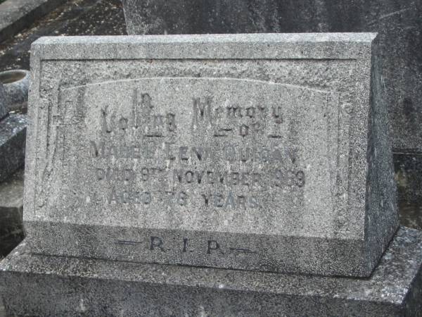 Mabel Lena QUIGAN,  | died 9 Nov 1969 aged 78 years;  | Murwillumbah Catholic Cemetery, New South Wales  | 