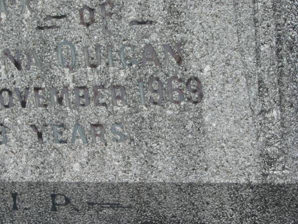 Mabel Lena QUIGAN,  | died 9 Nov 1969 aged 78 years;  | Murwillumbah Catholic Cemetery, New South Wales  | 