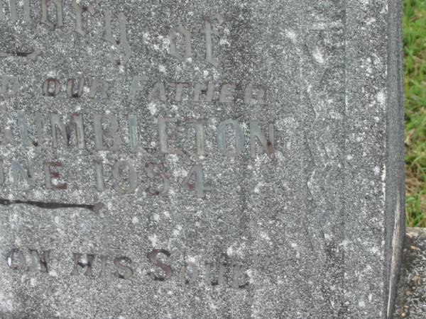 Albert John GUMBLETON,  | husband father,  | died 23 June 1954;  | Murwillumbah Catholic Cemetery, New South Wales  | 