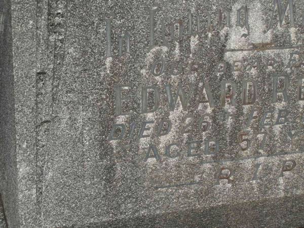 Edward READING,  | father,  | died 26 Feb 1962 aged 57 years;  | Murwillumbah Catholic Cemetery, New South Wales  | 