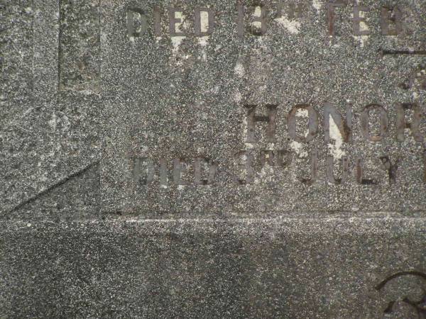 James NILON,  | husband father,  | died 13 Feb 1951 aged 68 years;  | Honoria NILON,  | died 3 July 1968 aged 85 years;  | Murwillumbah Catholic Cemetery, New South Wales  | 