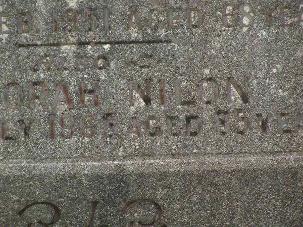 James NILON,  | husband father,  | died 13 Feb 1951 aged 68 years;  | Honoria NILON,  | died 3 July 1968 aged 85 years;  | Murwillumbah Catholic Cemetery, New South Wales  | 