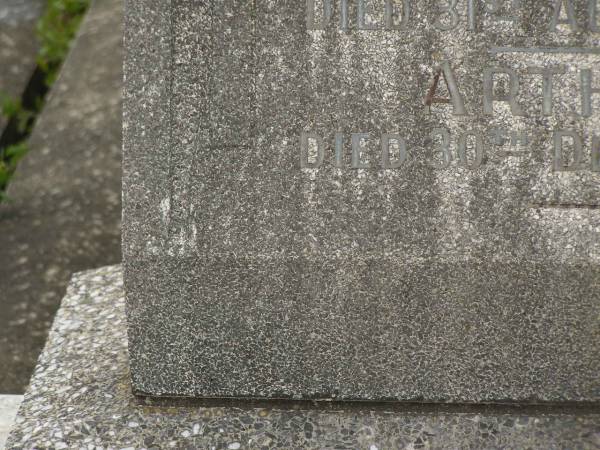 Mary Helen TREDWELL,  | mother  | died 31 Aug 1951 aged ?? years;  | Arthur TREDWELL,  | father,  | died 30 Dec 1953 aged 89 years;  | Murwillumbah Catholic Cemetery, New South Wales  | 