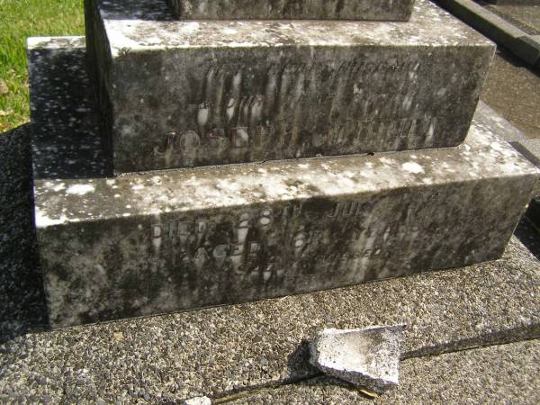 Joseph O'BRIEN,  | husband father,  | died 28 July 1942 aged 67 years;  | Murwillumbah Catholic Cemetery, New South Wales  | 