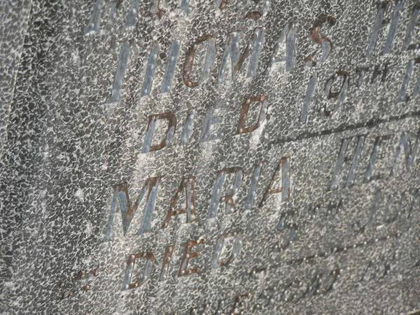 Thomas HENNESS,  | died 19 Dec 1950;  | Maria HENNESS,  | died 5 June 1940;  | Murwillumbah Catholic Cemetery, New South Wales  | 