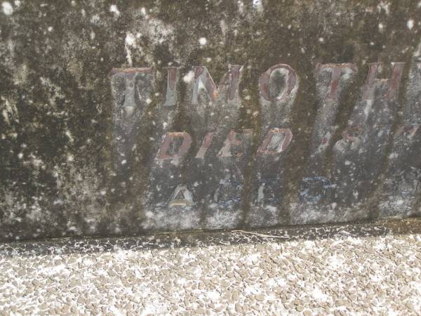 Johanna CRIMMINS,  | died 30 Jan 1938 aged 79 years;  | Timothy CRIMMINS,  | died 18 Jan 1943 aged 83 years;  | Murwillumbah Catholic Cemetery, New South Wales  | 