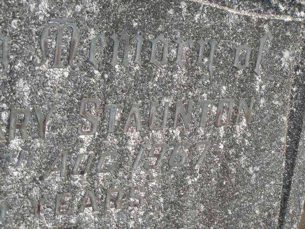 Monica Mary STAUNTON,  | died 7 Aug 1967 aged 55 years;  | Murwillumbah Catholic Cemetery, New South Wales  | 