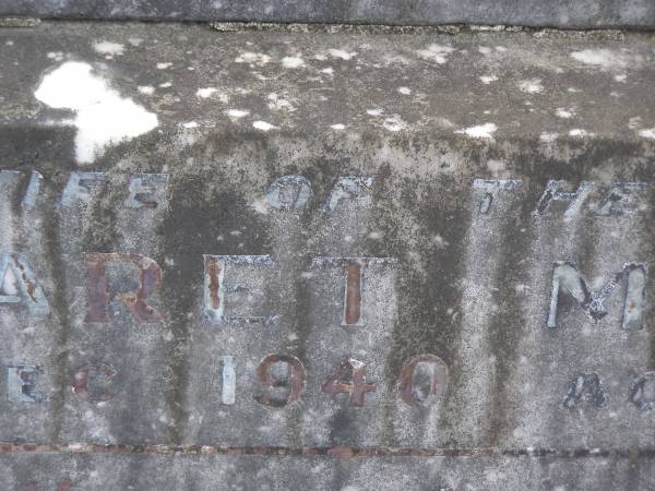 Martin MAHONY,  | died 26 May 1936 aged 73 years;  | Margaret MAHONY,  | wife,  | died 18 Dec 1940 aged 76 years;  | Murwillumbah Catholic Cemetery, New South Wales  | 