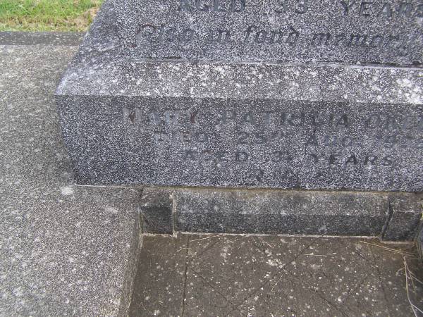 Frances Mary O'KEEFE,  | died 17 July 1939 aged 33 years;  | Mary Patricia (Patty) O'KEEFE,  | died 25 Aug 1936 aged 3 years;  | Murwillumbah Catholic Cemetery, New South Wales  | 
