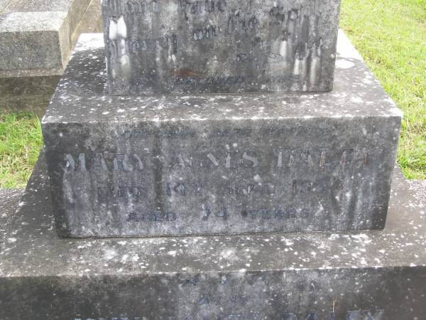 Mary Agnes DALEY,  | mother,  | died 14 Sept 1936? aged 74 years;  | John James DALEY,  | died 8 Sept 1938 aged 75 years;  | Murwillumbah Catholic Cemetery, New South Wales  | 