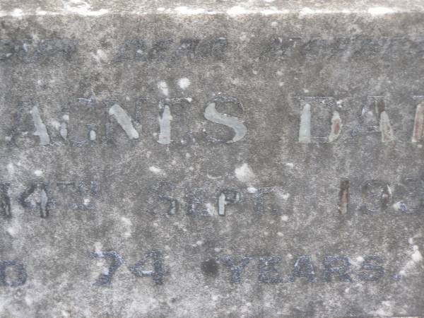 Mary Agnes DALEY,  | mother,  | died 14 Sept 1936? aged 74 years;  | John James DALEY,  | died 8 Sept 1938 aged 75 years;  | Murwillumbah Catholic Cemetery, New South Wales  | 