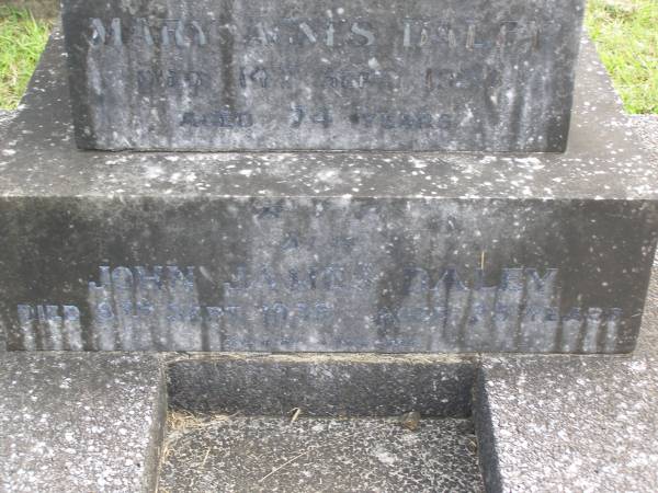 Mary Agnes DALEY,  | mother,  | died 14 Sept 1936? aged 74 years;  | John James DALEY,  | died 8 Sept 1938 aged 75 years;  | Murwillumbah Catholic Cemetery, New South Wales  | 