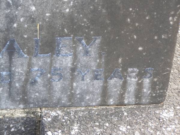 Mary Agnes DALEY,  | mother,  | died 14 Sept 1936? aged 74 years;  | John James DALEY,  | died 8 Sept 1938 aged 75 years;  | Murwillumbah Catholic Cemetery, New South Wales  | 