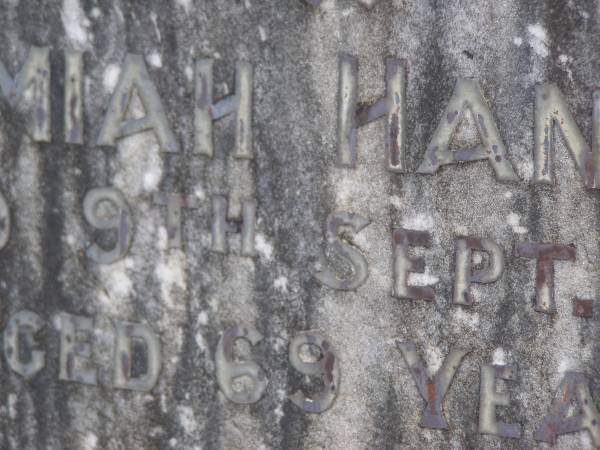 Jeremiah HANRAHAN,  | died 9 Sept 1936 aged 69 years;  | Murwillumbah Catholic Cemetery, New South Wales  | 