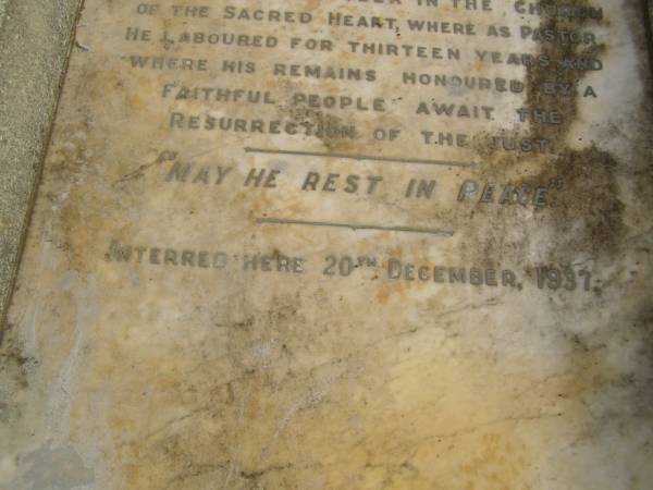 John DALTON,  | born Jamestown Co Kilkenny 23 March 1865,  | died Murwillumbah NSW 20 Oct 1911;  | Murwillumbah Catholic Cemetery, New South Wales  | 