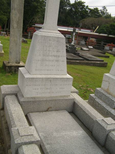 Michael QUINN,  | born Co Antrim Ireland 28 Dec 1862,  | died 23 Dec 1935;  | Murwillumbah Catholic Cemetery, New South Wales  | 