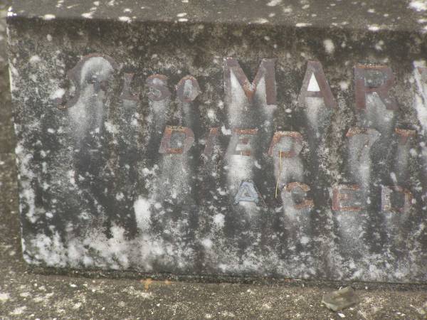 James DALE,  | died 25 Oct 1933 aged 71 years;  | Mary Jane DALE,  | died 7 Aug? 1949 aged ?? years;  | [[REDO]];  | Murwillumbah Catholic Cemetery, New South Wales  | 