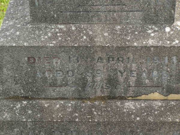 Henry Allan WALLS,  | died 13 April 1933 aged 59 years;  | Martha WALLS,  | died 19 June 1934 aged 55 years;  | Murwillumbah Catholic Cemetery, New South Wales  | 