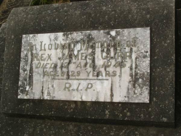 Rex James GURR,  | died 12 Aug 1945 aged 29 years;  | Murwillumbah Catholic Cemetery, New South Wales  | 