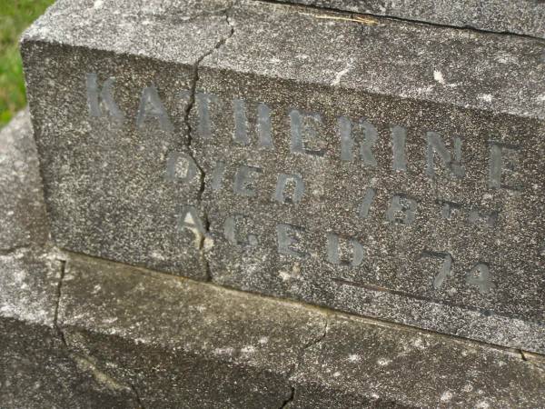 Katherine CORBETT,  | died 18 Feb 1945 aged 74 years;  | Murwillumbah Catholic Cemetery, New South Wales  | 