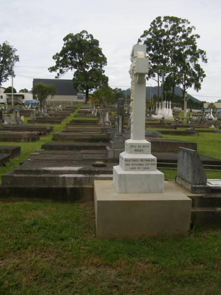 Patrick REYNOLDS,  | died 4 July 1919 aged 59 years;  | Mary Aloysius REYNOLDS,  | died 28 Sept 1930 aged 65 years;  | Martin Mary REYNOLDS,  | killed in action Polygon Wood France 26 Sept 1917 aged 21 years;  | Murwillumbah Catholic Cemetery, New South Wales  | 