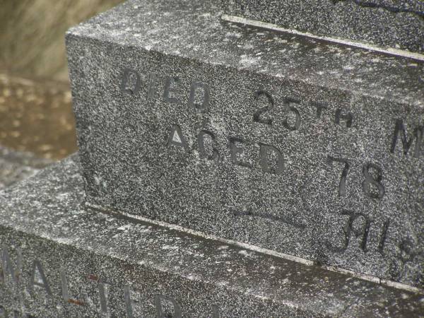 Bridget MURPHY,  | died 25 March 1946 aged 78 years;  | Walter Lawrence MURPHY,  | died 2 July 1948 aged 87 years;  | Murwillumbah Catholic Cemetery, New South Wales  | 