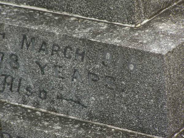 Bridget MURPHY,  | died 25 March 1946 aged 78 years;  | Walter Lawrence MURPHY,  | died 2 July 1948 aged 87 years;  | Murwillumbah Catholic Cemetery, New South Wales  | 