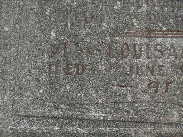 Francis Allan WALSH,  | died 11 Nov 1945 aged 63 years;  | Louisa Agnes WALSH,  | died 23 June 1951 aged 68 years;  | Murwillumbah Catholic Cemetery, New South Wales  | 